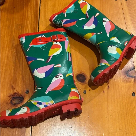 MINI BODEN 35 Bird Print Wellies Rain Boots Rubber Slosher Liner - Picture 9 of 9
